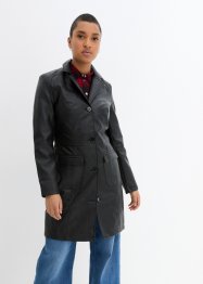 Lehký kabát z umělé kůže s límcem s klopou, vypasovaný, bpc bonprix collection