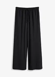 Kalhoty ze strukturovaného žerzeje s gumou v pase a šňůrkou, High Waist, bonprix