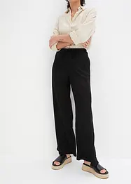 Kalhoty ze strukturovaného žerzeje s gumou v pase a šňůrkou, High Waist, bonprix