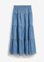 Džínová sukně z lyocellu, s děrovanou výšivkou, bpc bonprix collection
