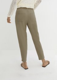 Lněné kalhoty s krajkovou vsadkou po straně, nad kotníky, bpc bonprix collection