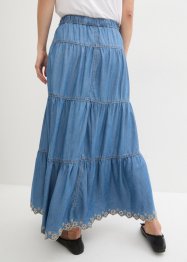 Džínová sukně z lyocellu, s děrovanou výšivkou, bpc bonprix collection