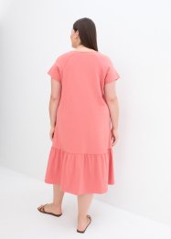 Bavlněné žerzejové šaty s detailem u výstřihu a křidélkovými rukávy, délka pod kolena, bpc bonprix collection