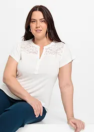 Henley triko s krajkou, z udržitelné viskózy, bonprix