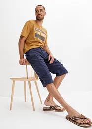 Dlouhé cargo bermudy se lnem, Regular Fit, bonprix