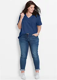 Dlouhé tričko se širokým střihem a s výstřihem do V, krátký rukáv (5 ks v balení), bonprix