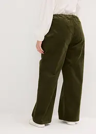 Široké manšestrové kalhoty se šňůrkou High Waist, bonprix