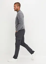 Flanelové cargo kalhoty se sklady u pasu Regular Fit Straight, bonprix