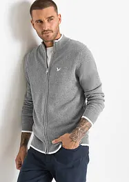 Svetr na zapínání z jemného úpletu s recyklovanou bavlnou, se stojáčkem, bonprix