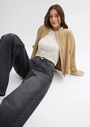 Džíny Wide Leg, Mid Waist, malý podíl streče, dlouhá délka, bonprix