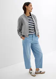 Balonové džíny, Mid Waist, Super Soft, zkrácené, bonprix