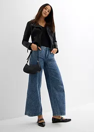 Džíny se štrasem, Wide Leg, Mid Waist, bonprix