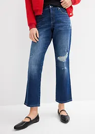 Džíny Straight, Mid Waist, pohodlný pas, nízký podíl streče, zkrácené, bonprix