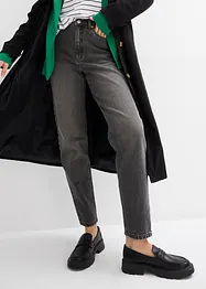 Mom džíny, High Waist, nízký podíl streče, zkrácené, bonprix