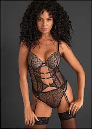 Korzetový top s kosticemi a elegantní výšivkou, bonprix