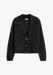 Oversize pletený kabátek s páskovou přízí, bonprix