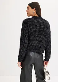 Oversize pletený kabátek s páskovou přízí, bonprix