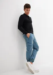 Džíny z teplákoviny Regular Fit, s cargo kapsami, Straight, bonprix