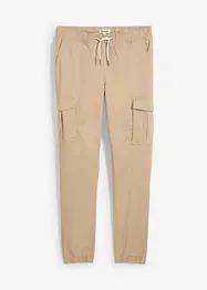 Slim Fit strečové kalhoty bez zapínání a s cargo kapsami, Straight, bonprix