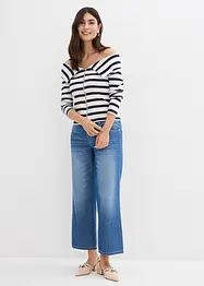 Džíny Straight, Mid Waist, pohodlný pas, malý podíl streče, zkrácené, bonprix