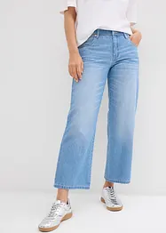 Džíny Straight, Mid Waist, pohodlný pas, malý podíl streče, zkrácené, bonprix