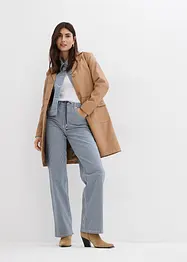 Volné rovné džíny, High Waist, proužky, bonprix