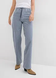 Volné rovné džíny, High Waist, proužky, bonprix