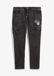 Strečové cargo džíny bez zapínání, Regular Fit, Tapered, bonprix