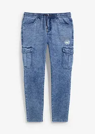 Cargo džíny bez zapínání, Regular Fit, Tapered, bonprix