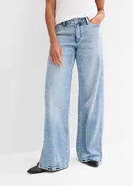 Džíny Loose, Straight, Mid Waist, nízký podíl streče, bonprix