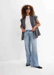 Džíny Loose, Straight, Mid Waist, nízký podíl streče, bonprix