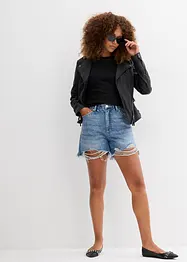 Džínové šortky High Waist, nízký podíl streče, bonprix