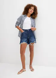 Džínové šortky High Waist, nízký podíl streče, bonprix
