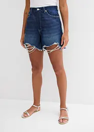 Džínové šortky High Waist, nízký podíl streče, bonprix