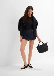 Džínová kalhotová sukně, Mid Waist, bonprix
