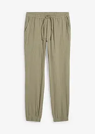 Mušelínové kalhoty bez zapínání, Regular Fit, Tapered, bonprix