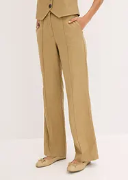 Kalhoty se lnem a sklady u pasu, High Waist, bonprix