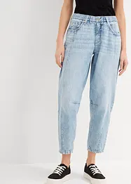 Džíny Barrel, Mid Waist, nízký podíl streče, zkrácené, bonprix
