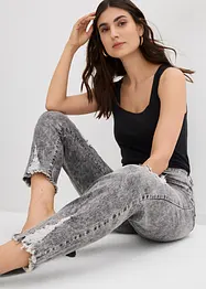 Džíny Mom s obnošenými efekty, High Waist, bonprix