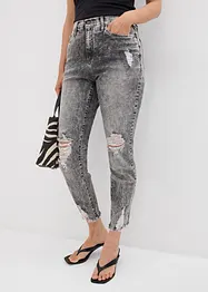 Džíny Mom s obnošenými efekty, High Waist, bonprix