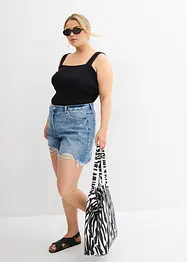 Džínové šortky High Waist, nízký podíl streče, bonprix