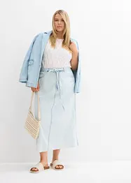Džínová midi sukně, Mid Waist, Super Soft, bonprix