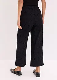 Culotte kalhoty z materiálu s dírkovanou výšivkou, bonprix
