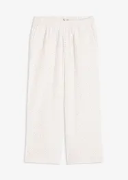 Culotte kalhoty z materiálu s dírkovanou výšivkou, bonprix