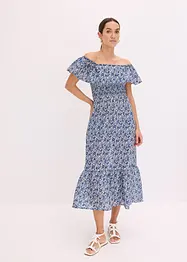 Boho midi šaty s výstřihem Carmen, z lehké bavlny, bonprix