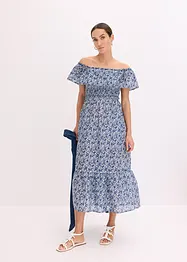 Boho midi šaty s výstřihem Carmen, z lehké bavlny, bonprix