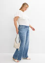 Džíny Loose, Straight, Mid Waist, nízký podíl streče, bonprix