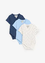 Zavinovací body s krátkým rukávem, z čisté organické bavlny (3 ks v balení), bonprix