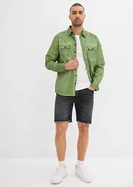 Strečové džínové šortky s nezačištěnými okraji, Relaxed Fit, bonprix