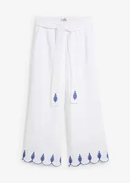 Lněné Culotte kalhoty s páskem (2dílná souprava), bonprix